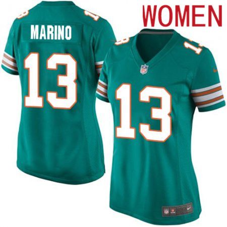 Women Miami Dolphins 13 Dan Marino Nike Green Alternate Game NFL Jersey